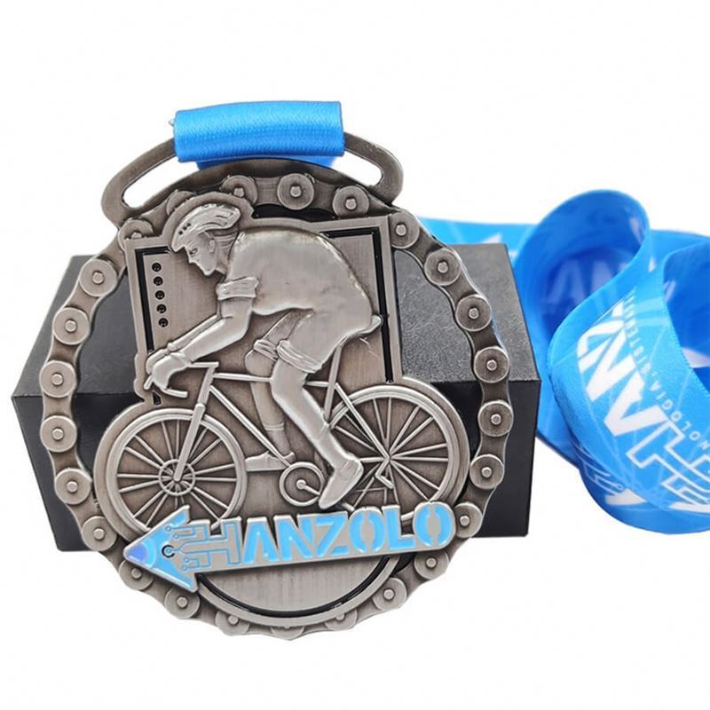 Taskwingifts design metal 3d logo bike bicycle cycling ride race kids sports gold medal factory custom medal with ribbon