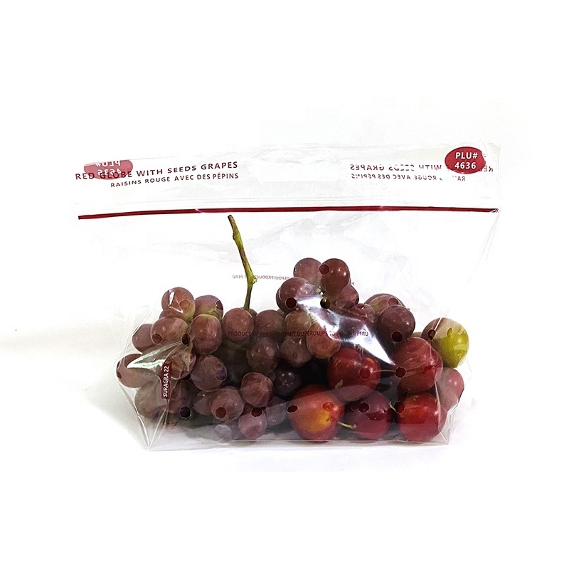 Chinese factory micro perforated plastic grape bags with holes for vegetable and fruit grape