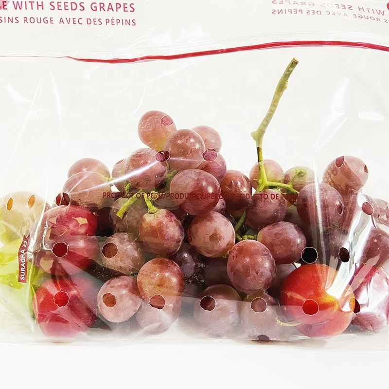 Chinese factory micro perforated plastic grape bags with holes for vegetable and fruit grape