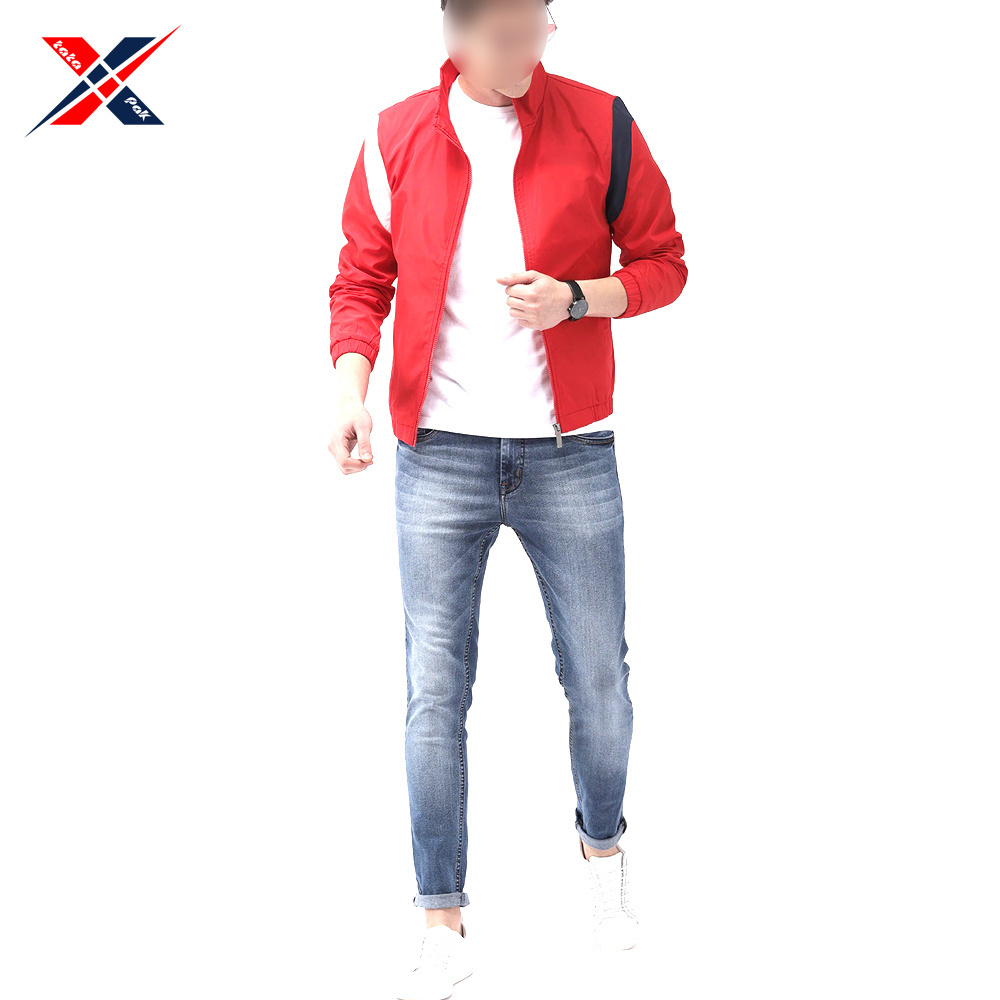 In Red Color Own Logo Men Good Quality Customized Made Newest Style Fashionable Bomber Jackets