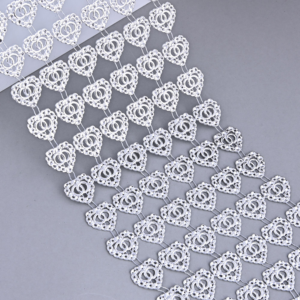 8-Row Rainbow Rhinestone Diamond Mesh Ribbon Wrap Crystal Glass Chain for Decoration