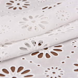 White Cotton Eyelet Embroidered Lace Fabric Wholesale