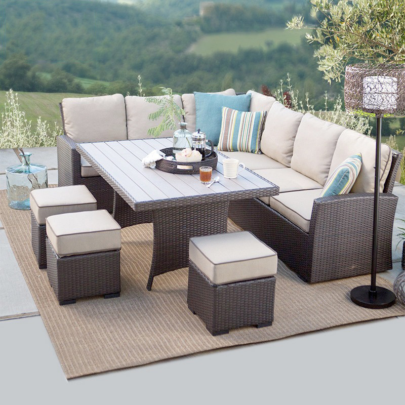 Hot Sale Garden furniture outdoor rattan plastic sofa set gray aluminum alloy waterproof leisure seat set