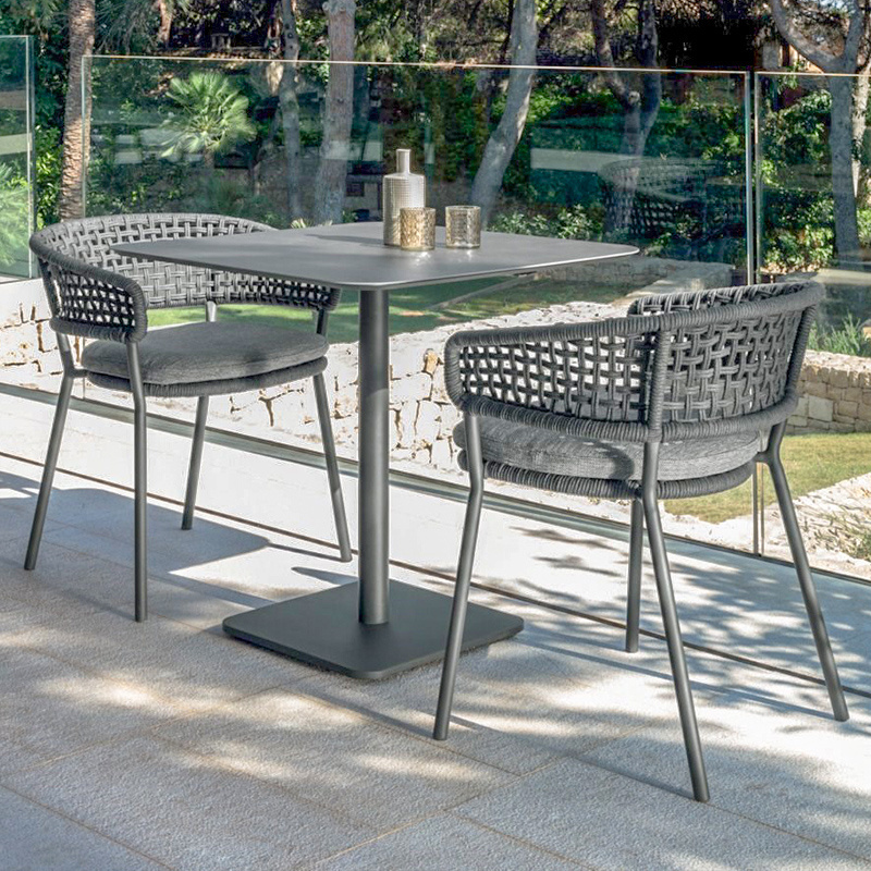 Wholesale outdoor garden picnic black woven rope aluminum alloy chair patio lounge chair 5-piece set