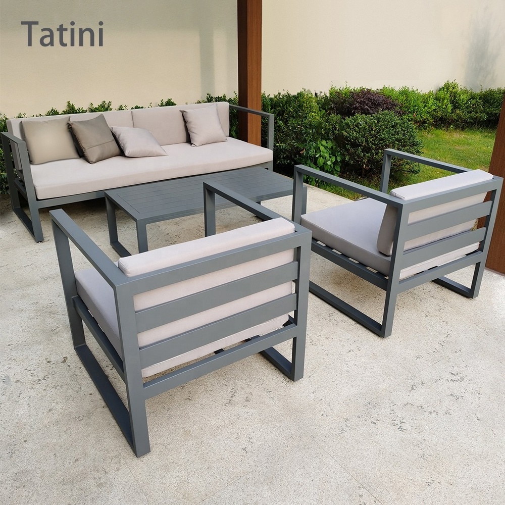 Modern Black single-layer Aluminum Sofa Lounge Design Courtyard Metal Sofa outdoor furniture luxury garden furniture