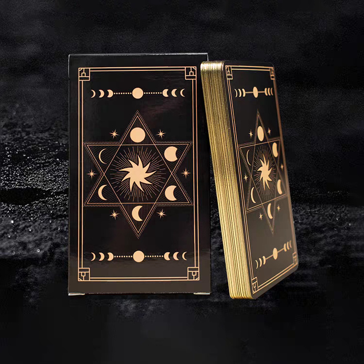 Wholesale High Quality Custom Printing Golden Edges Gold Black Paper Tarot Deck Affirmation Cards