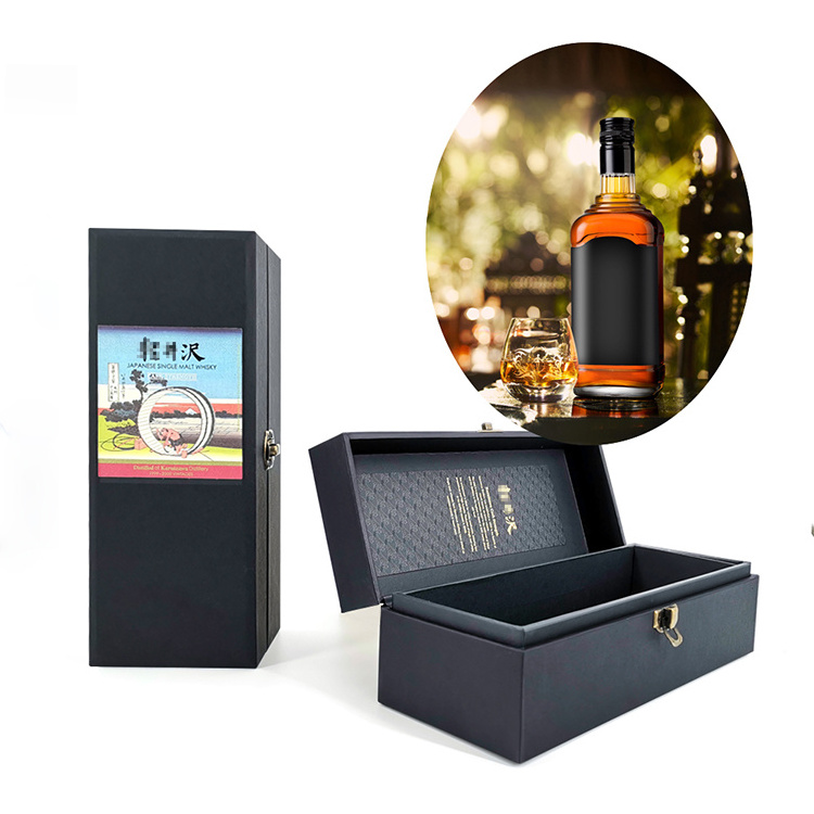 Wholesale Custom Black Luxury Red Wine Bottle Box Packaging For Single Wine Bottle