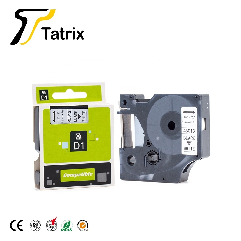 Tatrix 45013 label 12mm Black on White Compatible Label Tape Cartridge 45013 for DYMO LabelManager 360D Printer 45013 label tape