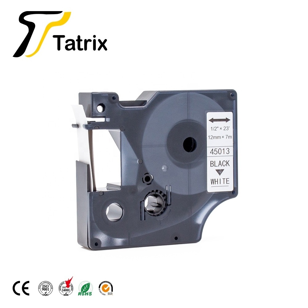 Tatrix 45013 label 12mm Black on White Compatible Label Tape Cartridge 45013 for DYMO LabelManager 360D Printer 45013 label tape