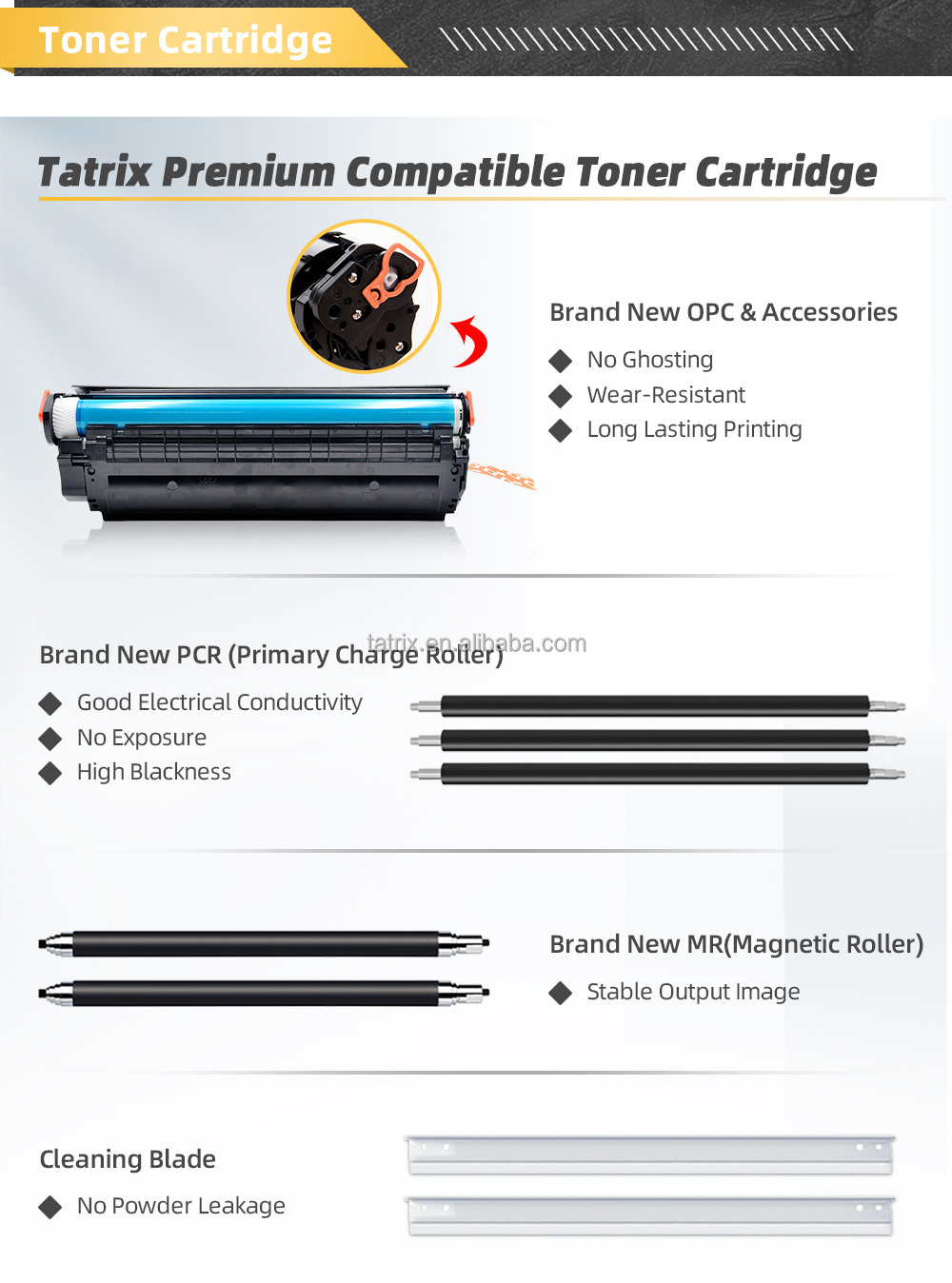 Tatrix RTS 48A CF248A toner cartridge  CF248 CF 248A Compatible Laser Black Toner Cartridge for HP Laserjet Pro M15w Printer