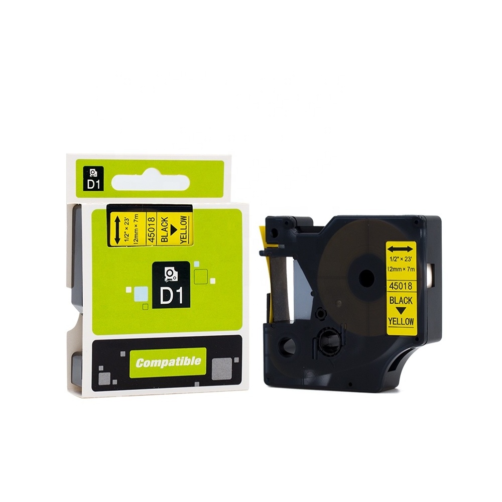 Tatrix 12mm Black on Yellow Compatible Label Tape Cartridge 45018 for DYMO LabelManager 160 Printer