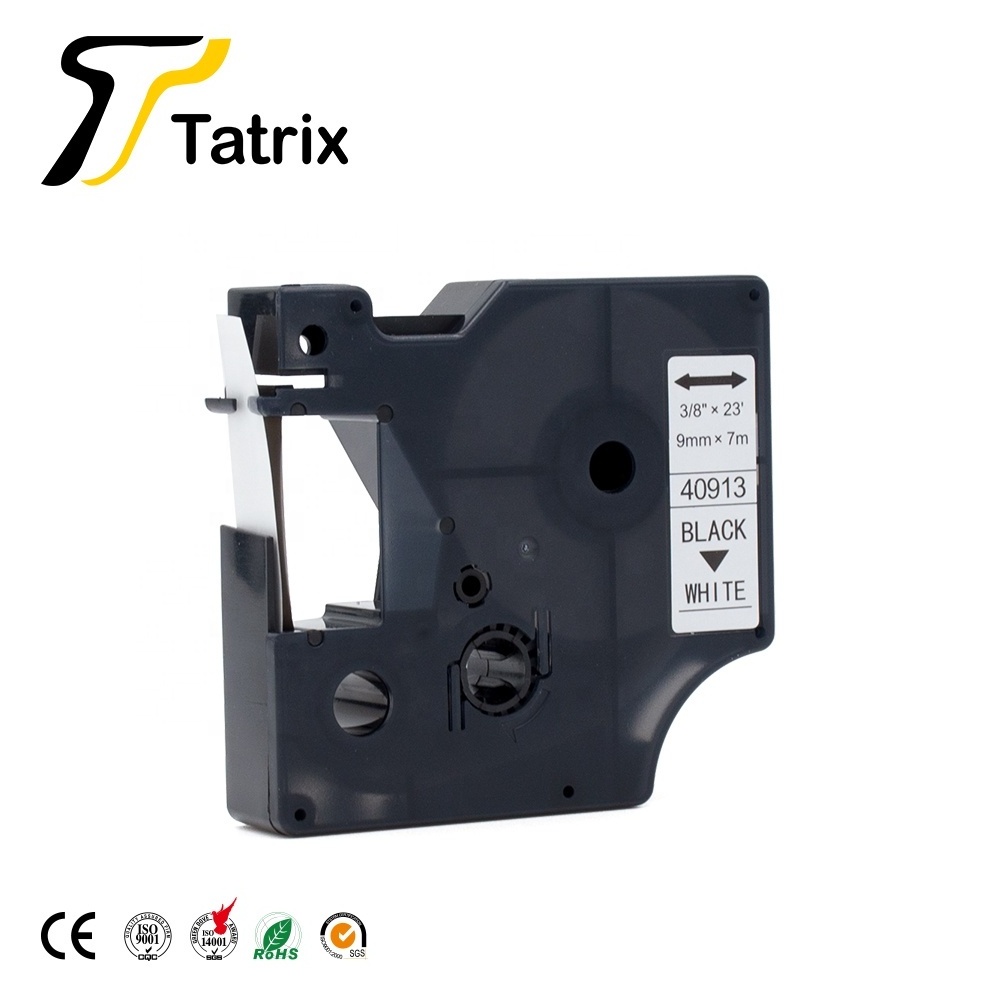 Tatrix 9mm Black on White Compatible Label Tape Cartridge 40913 for DYMO LabelManager 280 Printer