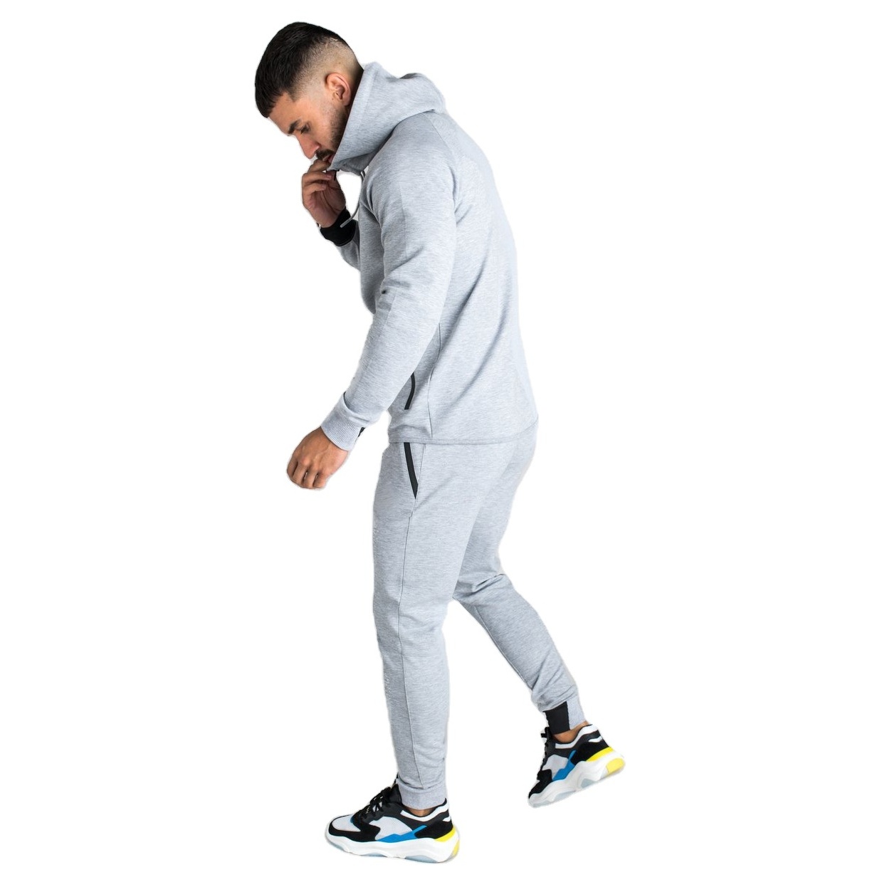 Customized  Slim Fit Tech Fleece 100% Cotton Sportswear Plain Jogging Suit Muscle Fitted Tracksuit For Men