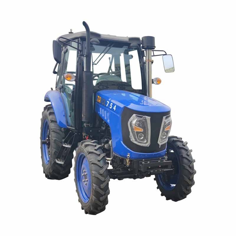 Wide tires with super friction 75hp 4wd blue wheel and hood farm tractor