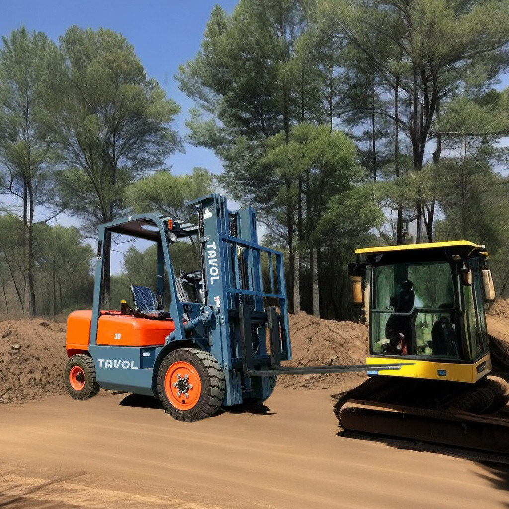 Construction machines forklift for ranch grain transport 2 wheels with large bucket diesel and LPG equipment