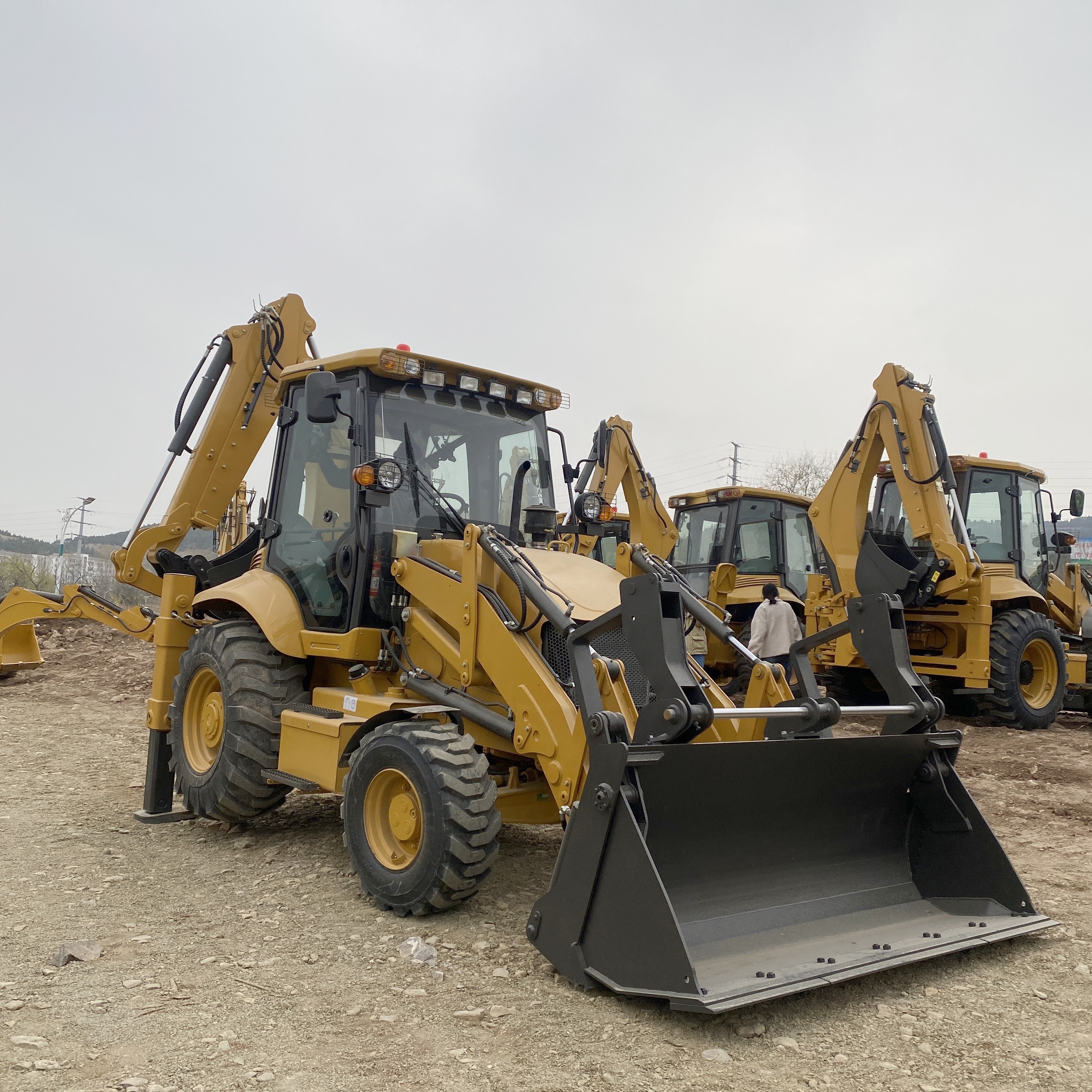 Heavy-duty multi functional backhoe loader with 4WD 4 Wheel Steering and joystick control with CE