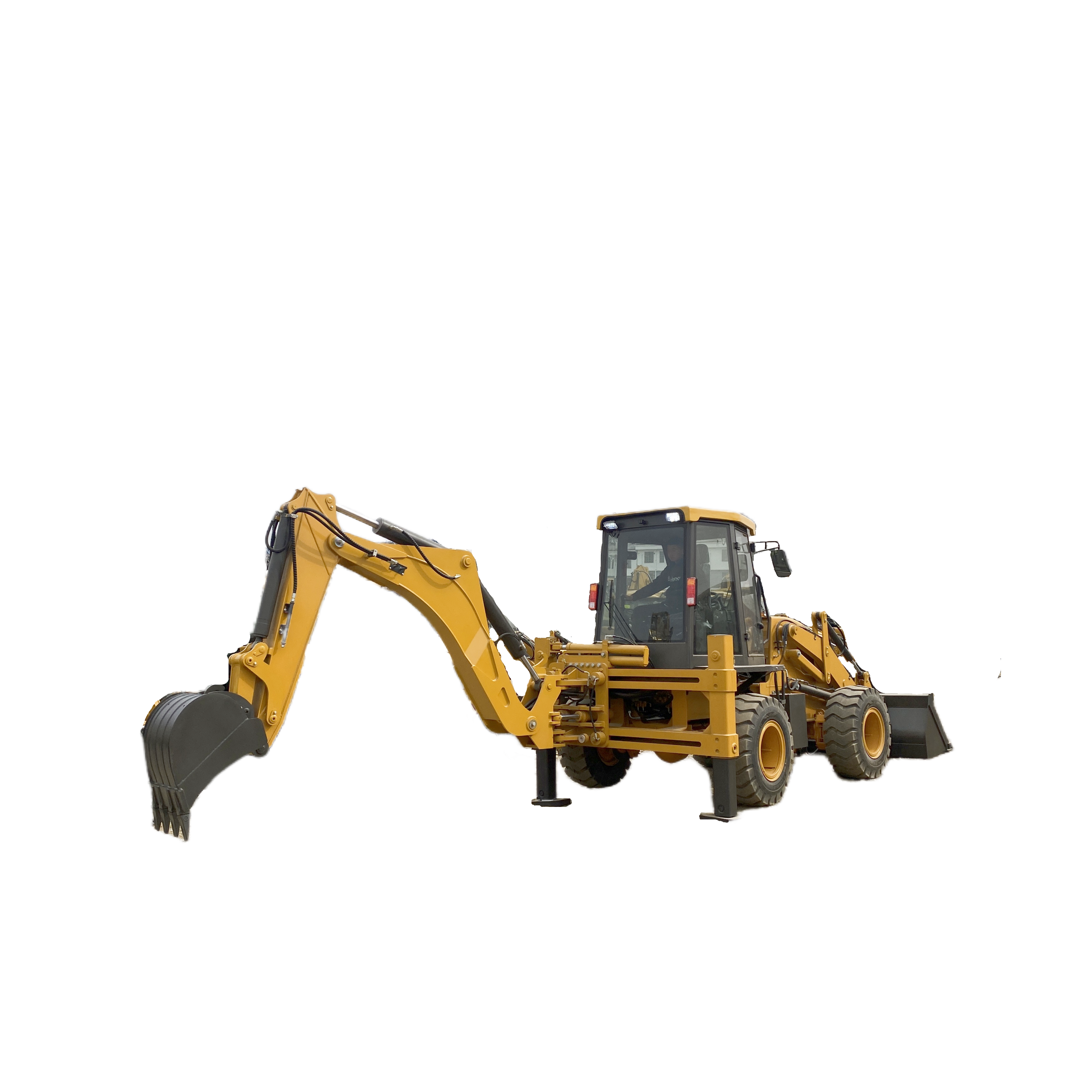 Heavy-duty multi functional backhoe loader with 4WD 4 Wheel Steering and joystick control with CE