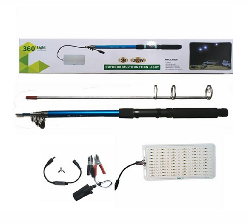 360 Light Outdoor Emergency Lighting Portable LED Lamp Board 4.5M Telescopic Fishing Rod Camping Light