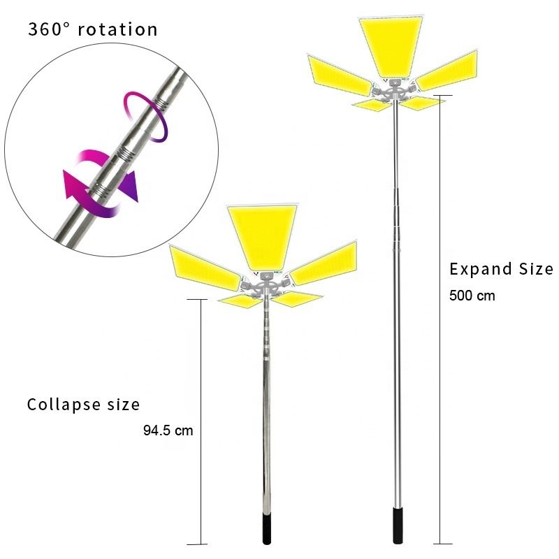 Conpex Manufacturer Outdoor Multifunction Lamp DC 12V Telescopic Metal Rod Light Remote Control LED Camping Lantern