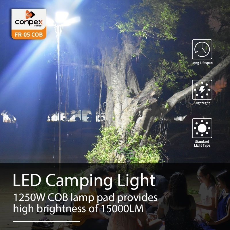 Conpex 12V Portable LED Fishing Rod Camping Light Telescopic Tent Lamps And Lanterns BBQ Snara Light