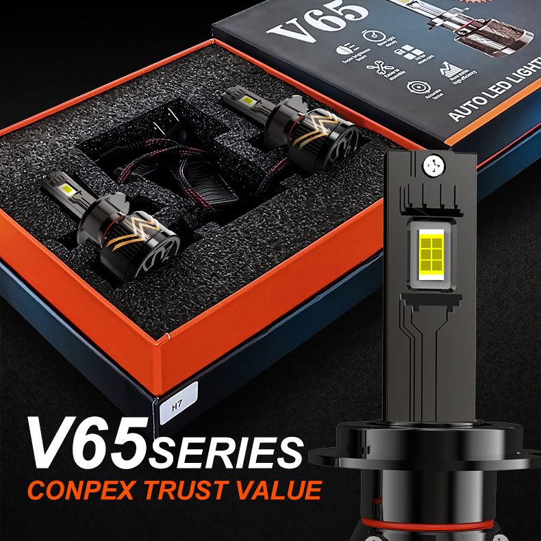 Conpex V65 Super Bright LED Headlight Bulbs Kit Car Light H7 For Auto Customized CSP Chips High power