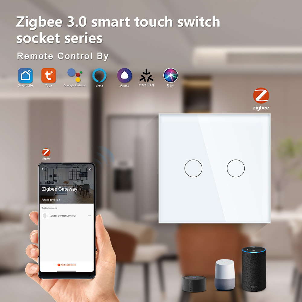 Tawoia 600w Europe Zigbee tuya Alexa  concrol light smart home wall touch wenzhou switch