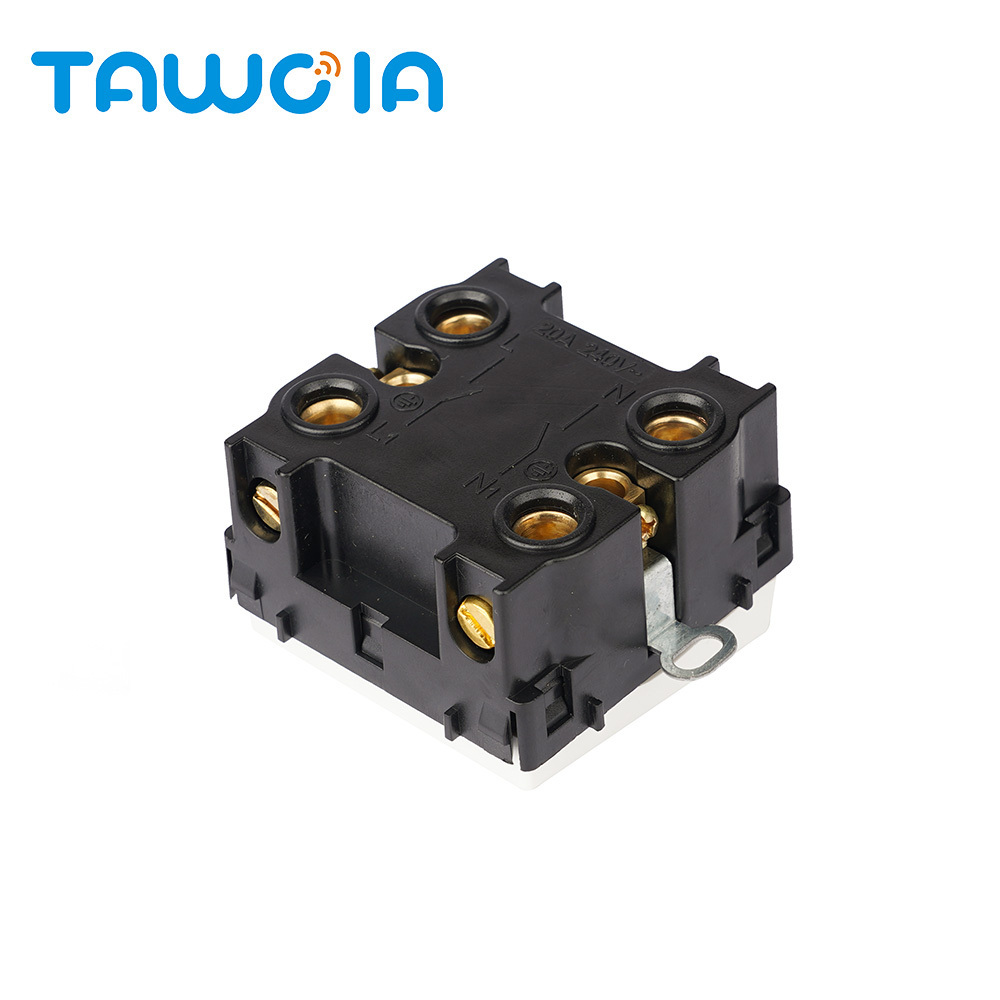 TAWOIA 20A Double Pole Wall Switch Mechanical Function Module With Neon Indicator Light White Color Rocker Type Toggle Switch