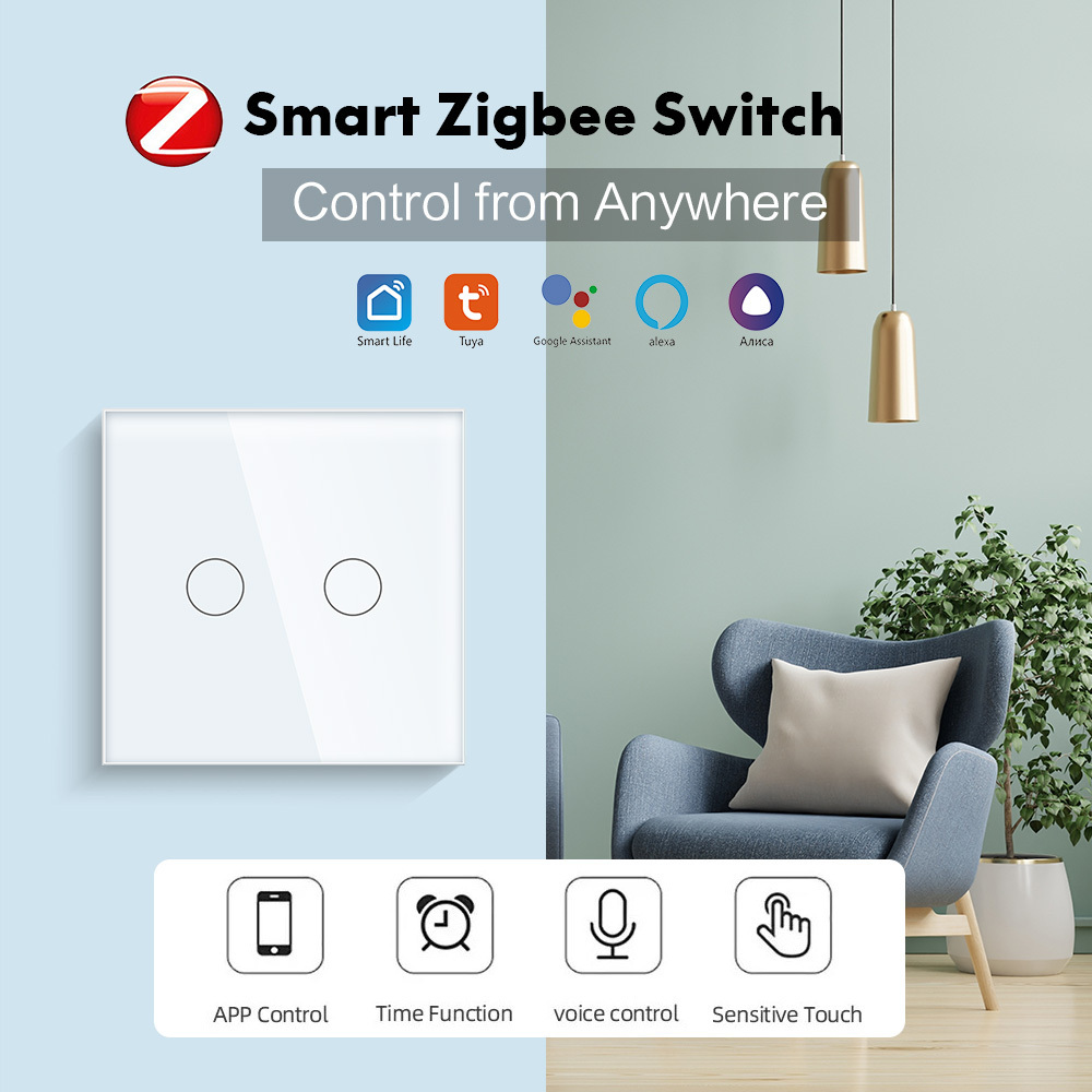 European Alexa 600W Smart WiFi Light Switch Work Wifi Zigbee 30 Touch Wall Smart switch