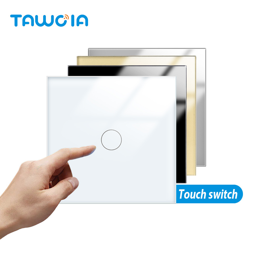 TAWOIA Wifi Voice Control Alexa 1 Gang 86MM EU Square Glass Panel Wall Smart Switch Tuya Smart Life Wall Switch for Home