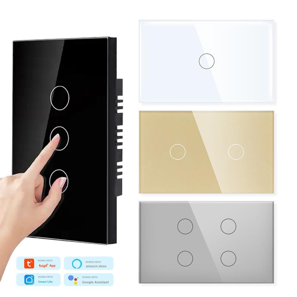 TAWOIA Tuya Wall Switch App Wifi Led Light Touch Switch Glass Electrical Remote Wireless 1 2 3 4 Gang Smart Switch