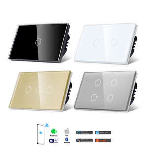 TAWOIA Tuya Wall Switch App Wifi Led Light Touch Switch Glass Electrical Remote Wireless 1 2 3 4 Gang Smart Switch