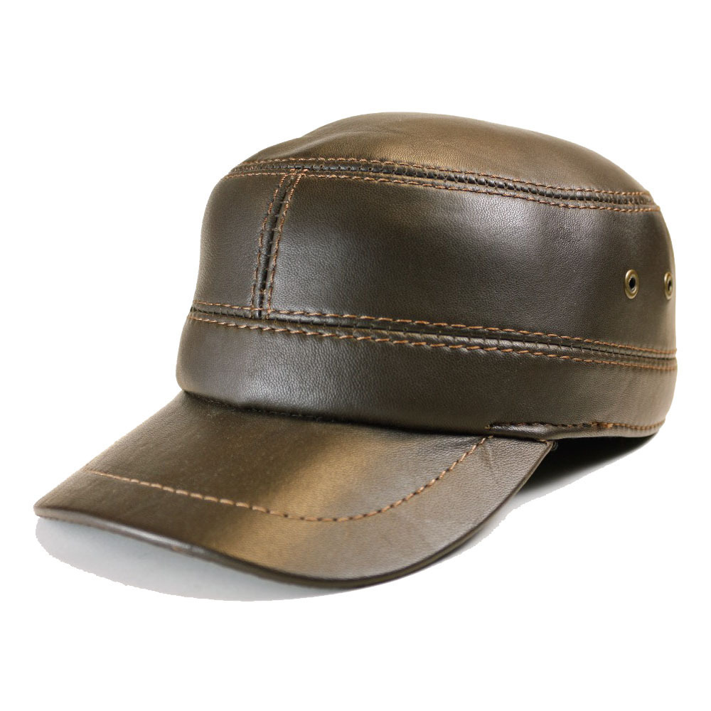 2022 Latest Style Low MOQ Plus Size Custom Color Cowhide Leather Caps OEM Service Good Quality In Stock Unisex Leather Cap