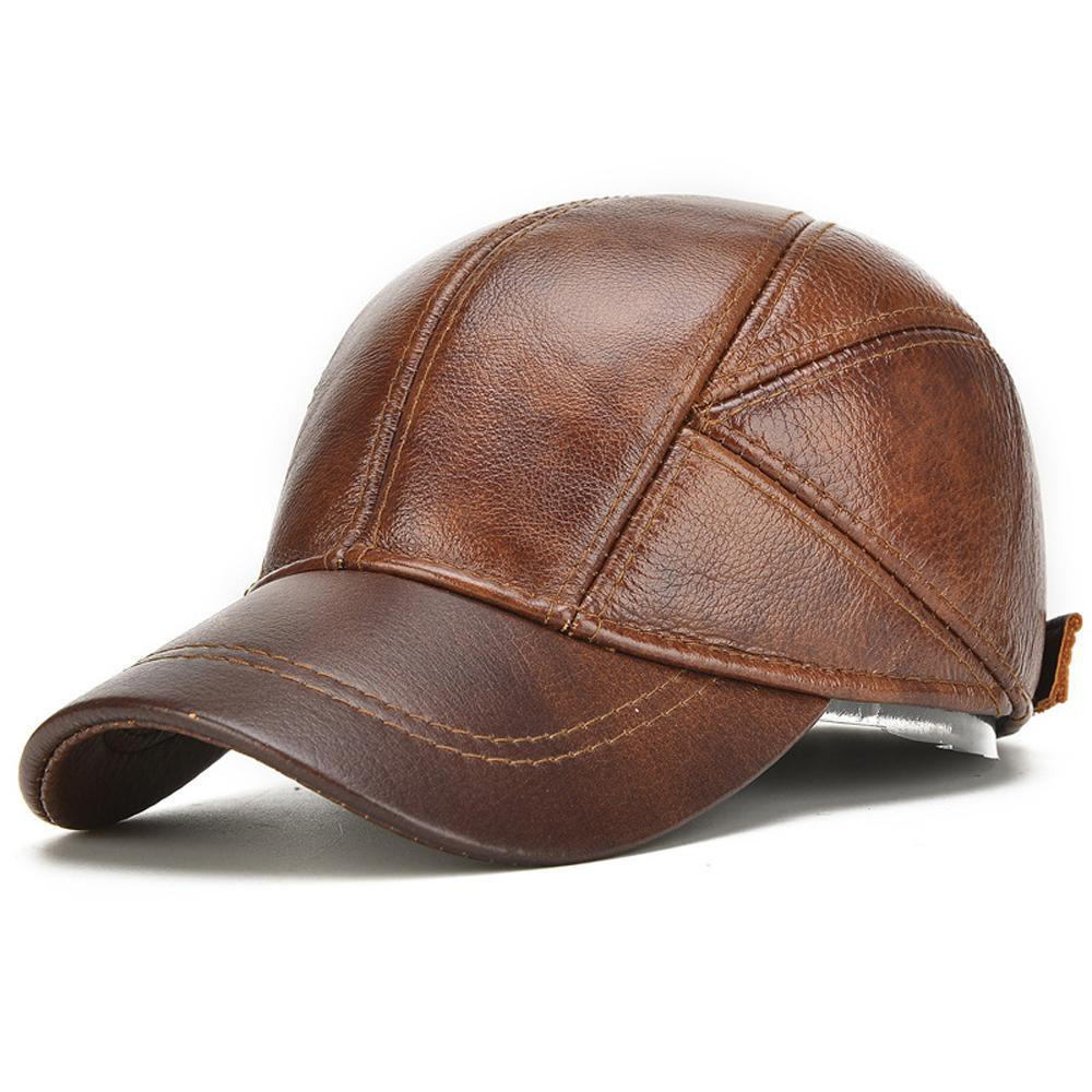 2022 Latest Style Low MOQ Plus Size Custom Color Cowhide Leather Caps OEM Service Good Quality In Stock Unisex Leather Cap