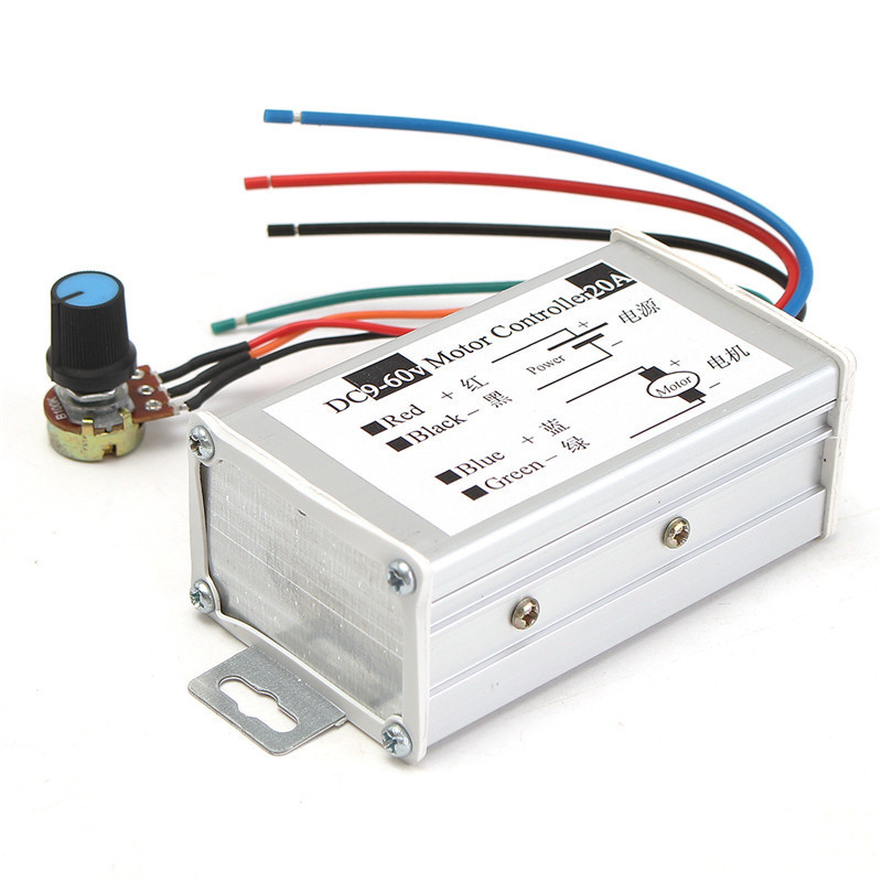 12V 24V 20A Max PWM DC Motor Stepless Variable Speed Controller 25kHz Switch, Stepless Variable Speed Controller