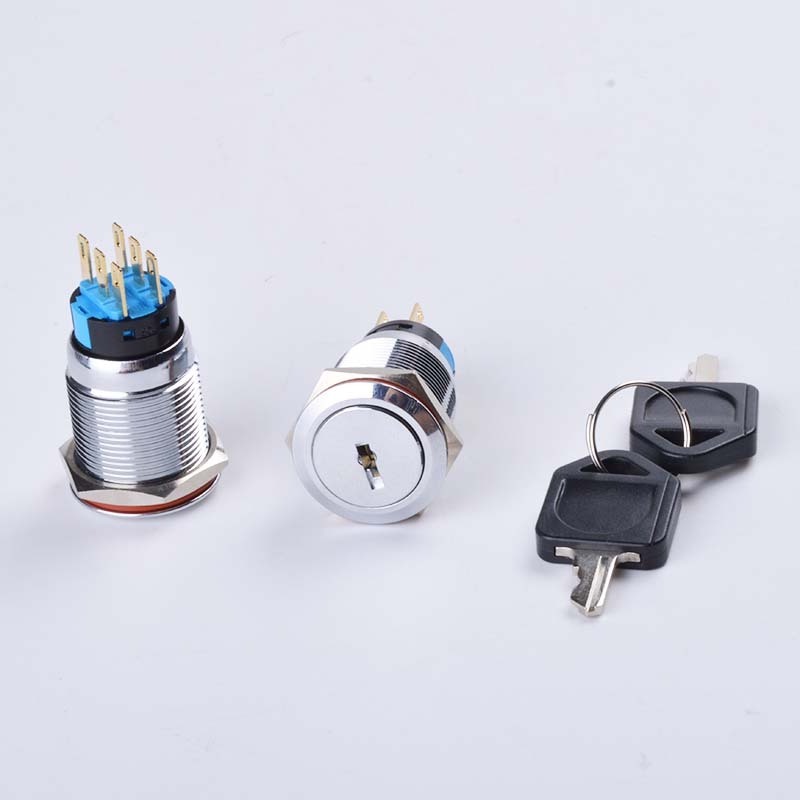 19MM 22MM Key Metal Waterproof brass metal Push Button Switch 1NO 1NC 2NO 2NC Key lock switch 2 position 3 position switch