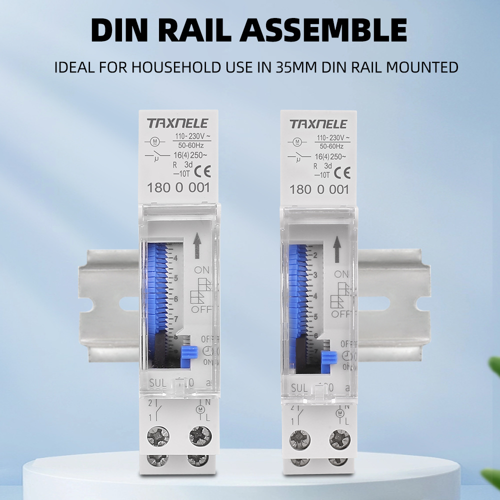 SUL180a Timer Switch 24 Hours Relay Analogues Electrical Programmable AC 220V 16A Battery 35mm Din Rail Mechanical Time Switch