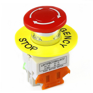 1NO 1NC DPST Emergency Stop Push Button Switch AC 660V 10A Switch Equipment Lift Elevator Latching Self Lock Red Mushroom