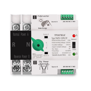 Din Rail Photovoltaic ATS PV Solar Inverter Dual Power Automatic Transfer Selector Switch Uninterrupted Power 2P 63A 100A 125A