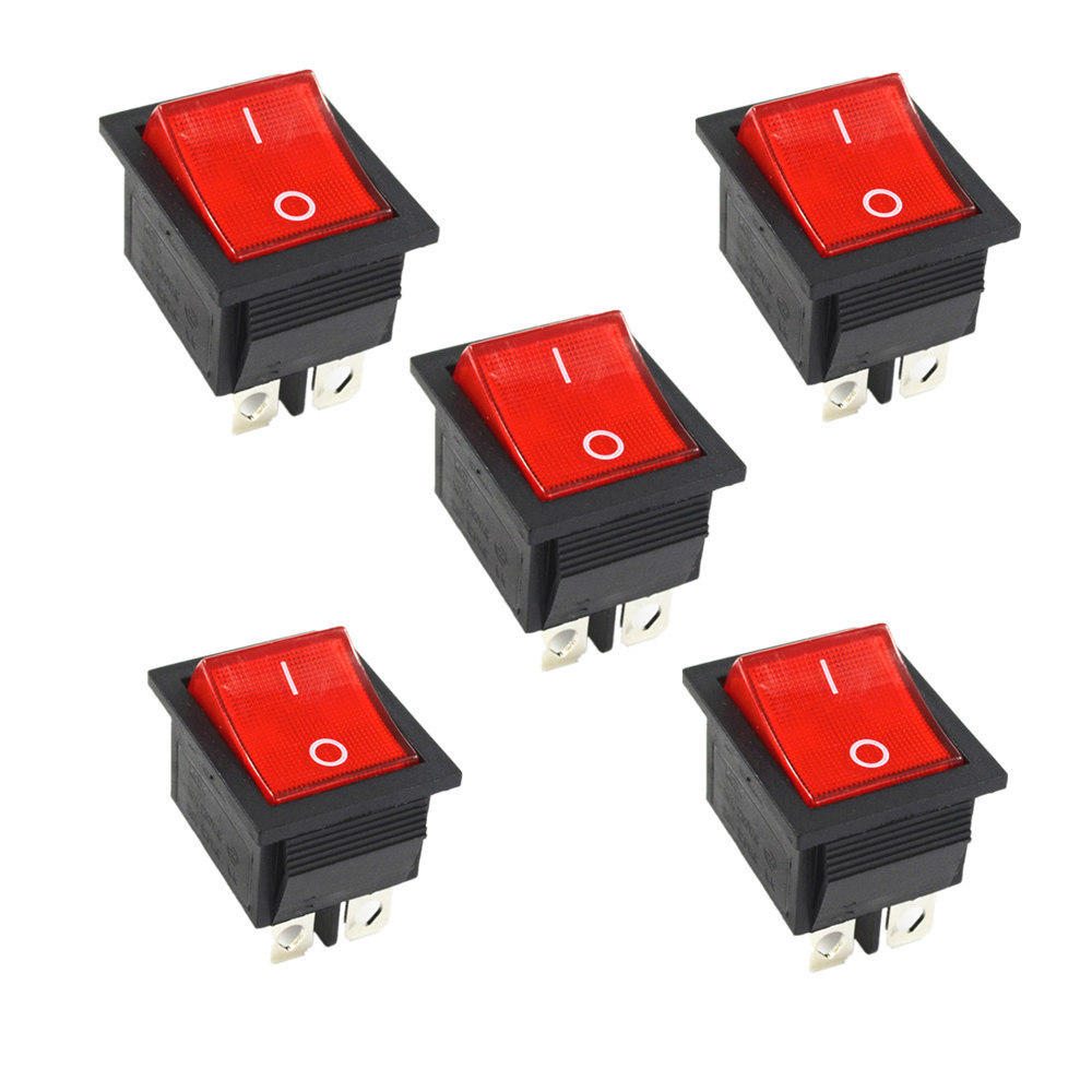 KCD4 Latching Rocker Switch Power Switch 4 Pins with Light 16A 250VAC 20A 125VAC Plastic Switch