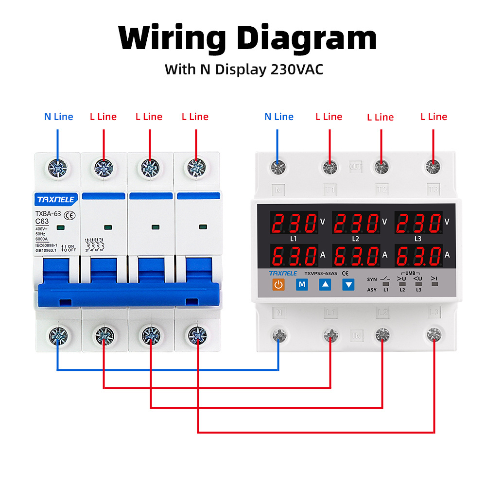 3 Phase SYN ASYNC Synchronous Asynchronous Voltmeter Adjustable Over Under Voltage Current Limit Protection Relays Protector