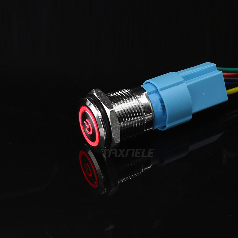 16mm Metal annular Push Button Switch LED Light Lamp Illumination 3V 5V 12V 24V 110V 220V Car Auto Engine PC Power Start switch