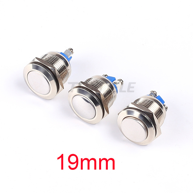 12mm 16mm 19mm 22mm reset screw metal push button 1NO Horn Push Botton Switch Domed Momentary Switch round high flat head