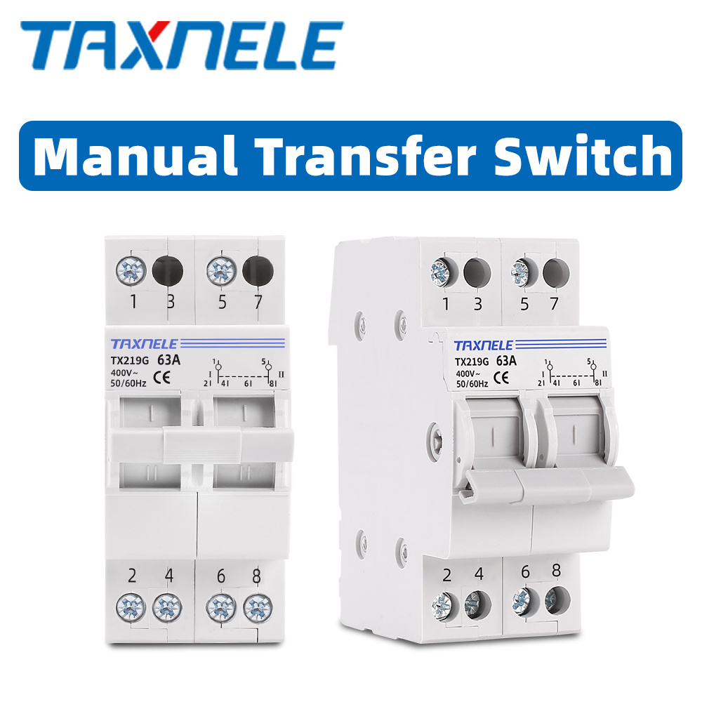 2P 40A 63A MTS Dual Power Manual Transfer Isolating Switch Interlock Circuit Breaker 230V 400V Modular Changeover Switch