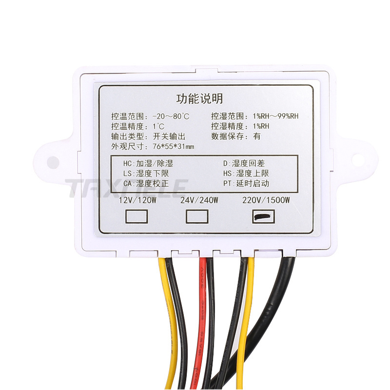 Digital Temperature Humidity Controller Regulator Thermostat Hygrostat Thermometer Hygrometer Control with Humidity Sensors 220V