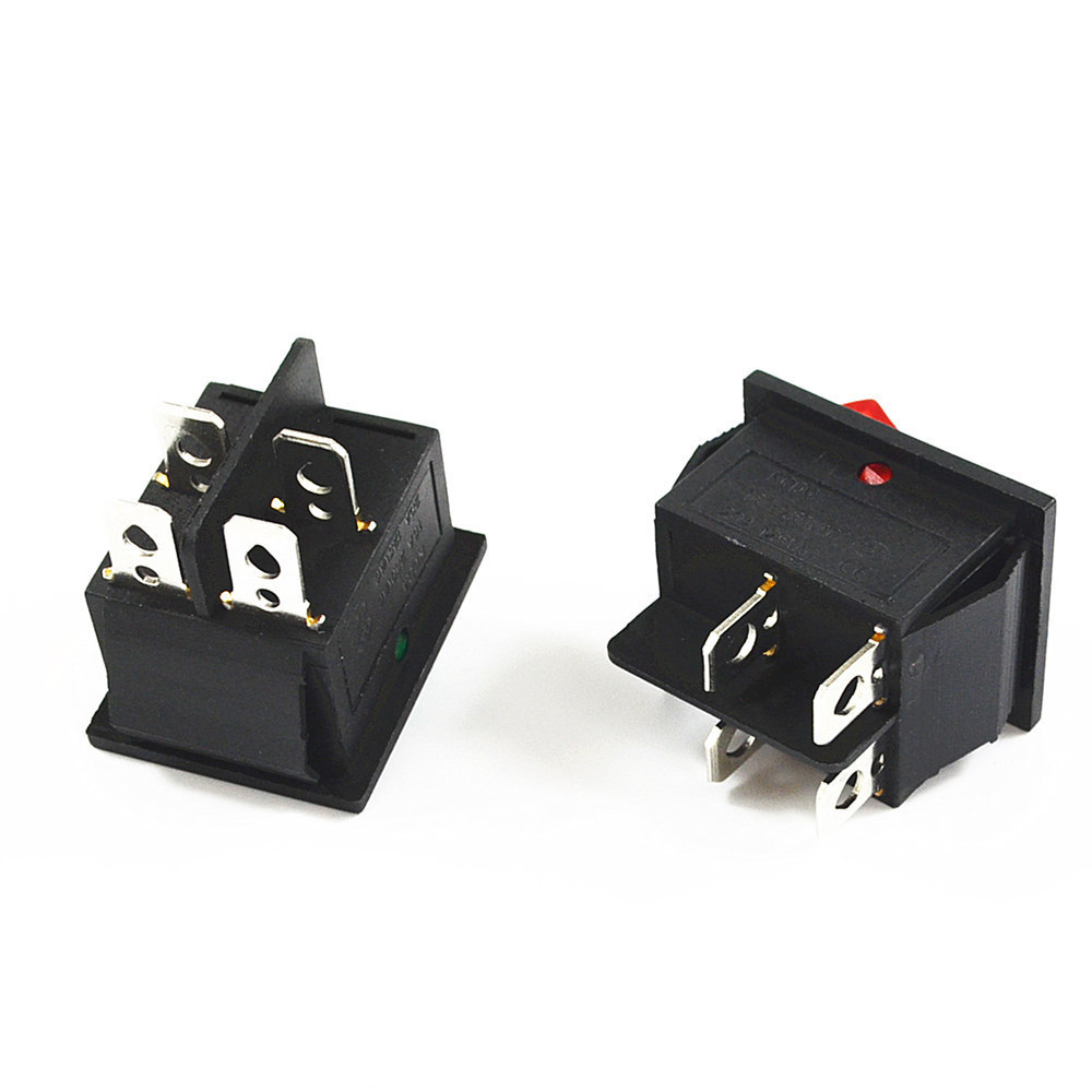 KCD4 Latching Rocker Switch Power Switch 4 Pins with Light 16A 250VAC 20A 125VAC Plastic Switch