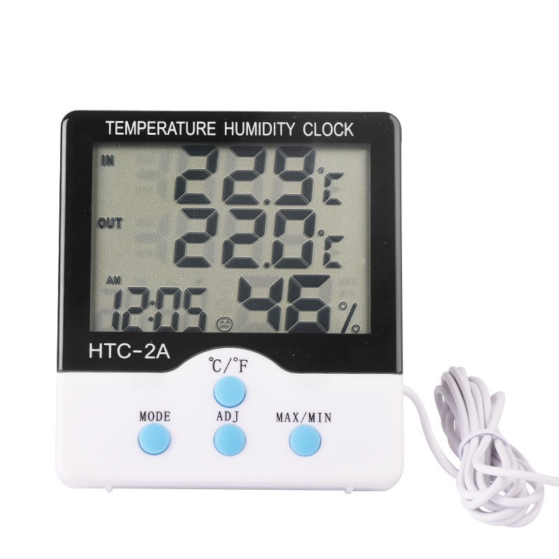 HTC-2A Electronic Digital Room In and Out Temperature Humidity Meter Thermometer Hygrometer Thermo-hygrometer Alarm Clock