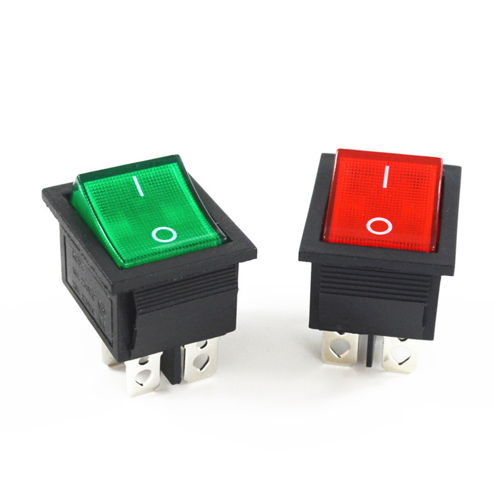 KCD4 Latching Rocker Switch Power Switch 4 Pins with Light 16A 250VAC 20A 125VAC Plastic Switch