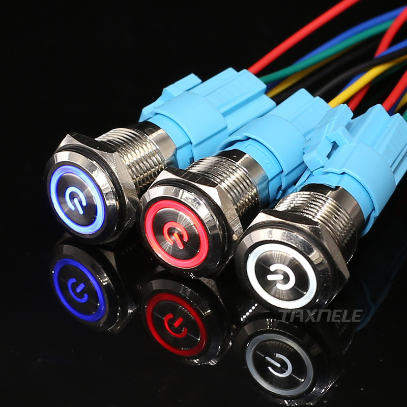 16mm 19mm 22mm Mini  Push Button Switch power lamp latching momentary light switch 12V 24V 110V 220V Micro Light Switch