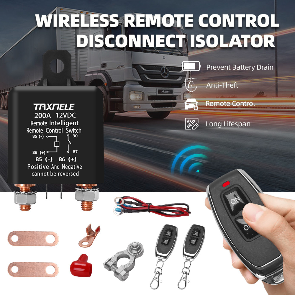 Universal Battery Switch Relay Wireless Remote Control Disconnect Cut Off Isolator Master Switches 12V 120A 200A 500A