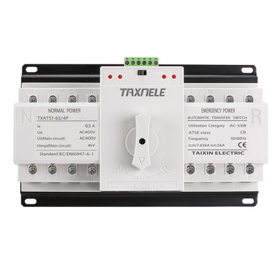 4P 63A 220V MCB Type White Color Dual Power Automatic Transfer Switch ATS Rated Frequency 50/60Hz Manual/Auto Changeover Switch